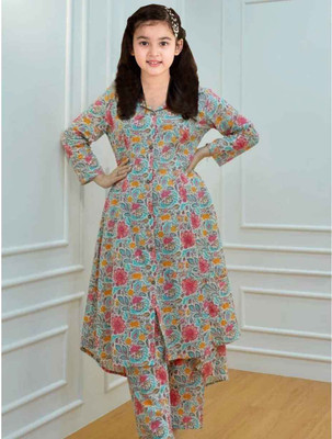 Vetrokart Girls Festive & Party Kurta and Pyjama Set(Multicolor Pack of 1)