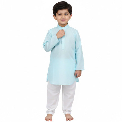 PARROT COLLECTION Baby Boys Wedding Kurta and Pyjama Set(Light Blue Pack of 1)