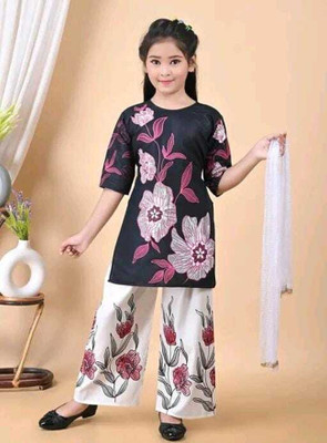 MTOUCHFASHION Girls Festive & Party Kurta and Pyjama Set(Black Pack of 1)