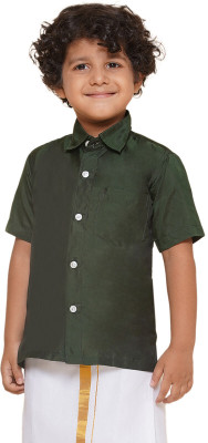 Sethukrishna Boys Festive & Party Kurta and Dhoti Pant Set(Dark Green Pack of 1)