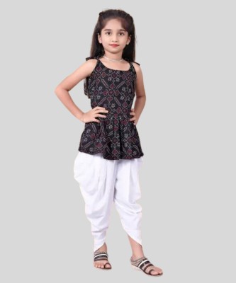 Aarya Designer Girls Festive & Party Dhoti & Kurta Set(Black Pack of 2)