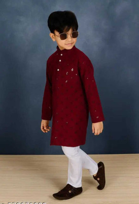 RM Dresses Baby Boys Festive & Party Kurta and Pyjama Set(Purple Pack of 1)