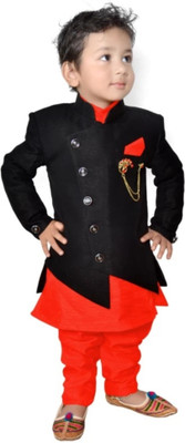 TASMIAHCREATION Baby Boys Festive & Party Kurta & Waistcoat Set(Black Pack of 1)