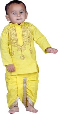 R Radhika fashion collection Baby Boys Festive & Party, Wedding Dhoti & Kurta Set(Yellow Pack of 1)