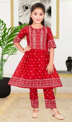 Salma fashion Girls Festive & Party Kurta and Churidar Set(Red Pack of 11)