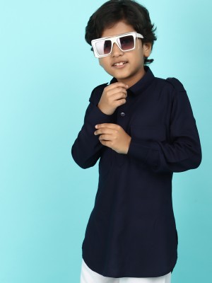 V-MART Boys Festive & Party Kurta and Pyjama Set(Blue Pack of 1)