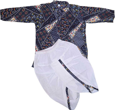 AHAANCREATION Baby Boys Festive & Party Angarkha and Dhoti Pant(Blue Pack of 1)