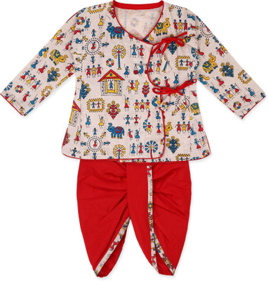 Little Dreams Baby Boys Festive & Party Dhoti & Kurta Set(Red Pack of 1)