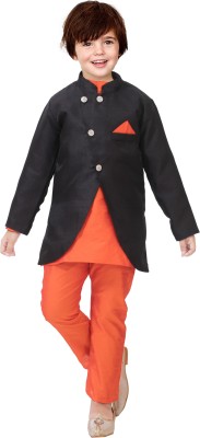 NEW COLLECTIONS Boys Festive & Party Kurta, Waistcoat and Pyjama Set(Orange Pack of 1)