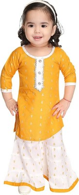 ROSE Girls Casual Kurta and Palazzo Set(Yellow Pack of 1)