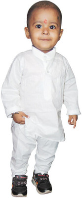 any time fashion Baby Boys Festive & Party Kurta and Pyjama Set(White Pack of 1)