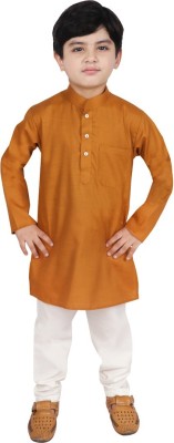 SG YUVRAJ Boys Festive & Party, Casual Kurta and Pyjama Set(Beige Pack of 1)