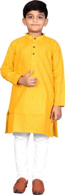 MadhavArt Boys Festive & Party Kurta and Pyjama Set(Yellow Pack of 1)