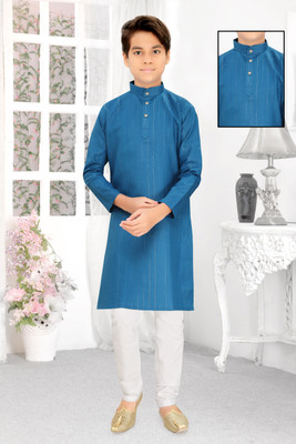 Brofun Boys Festive & Party Kurta and Pyjama Set(Blue Pack of 1)