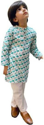 Grace Boys Festive & Party Kurta and Pyjama Set(Yellow Pack of 1)