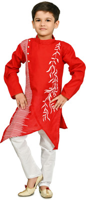 carrydreams Boys Festive & Party Kurta and Pyjama Set(Red Pack of 1)