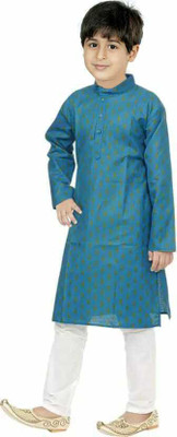 Vanraj Boys Festive & Party Kurta and Pyjama Set(Blue Pack of 1)