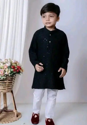 KAJOLDRESSES Boys Festive & Party Kurta and Churidar Set(Yellow Pack of 1)