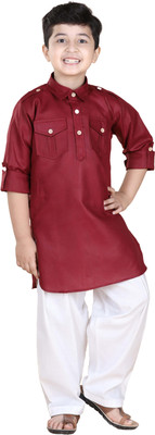 AJ Dezines Boys Festive & Party Kurta and Pyjama Set(Maroon Pack of 1)