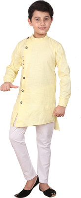 3SIX5 Boys Casual, Festive & Party, Wedding Kurta and Churidar Set(Yellow Pack of 1)