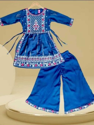 AL BAYDAR FASHION Baby Girls Casual Kurta and Palazzo Set(Blue Pack of 1)