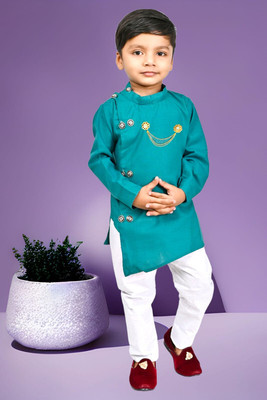 MODINA ENTERPRISE Boys Festive & Party Kurta and Pyjama Set(Dark Green Pack of 1)