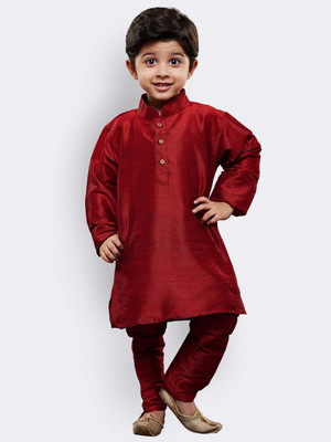 jbn CREATION Baby Boys Festive & Party, Casual Kurta and Pyjama Set(Maroon Pack of 1)