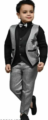 SANWALIYASETHJI Boys Festive & Party, Wedding Blazer, Shirt and Trouser Set(Grey Pack of 1)