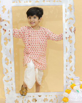 MoMaa Baby Boys Festive & Party Dhoti & Kurta Set(Multicolor Pack of 1)