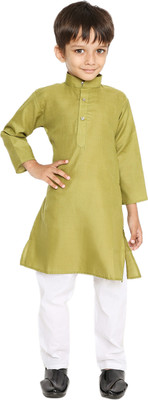 MAHARAJA Boys Festive & Party Kurta and Pyjama Set(Green Pack of 1)