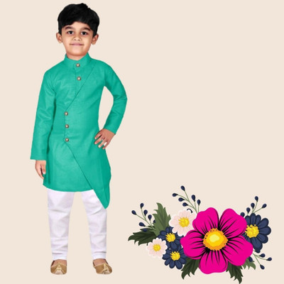 Vdc Creation Hub Baby Boys Festive & Party Kurta and Pyjama Set(Green Pack of 1)