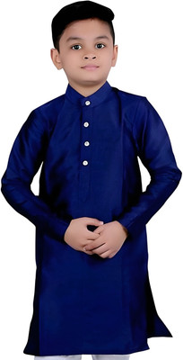 Mayyas fashion Boys Festive & Party, Casual Kurta and Pyjama Set(Dark Blue Pack of 1)