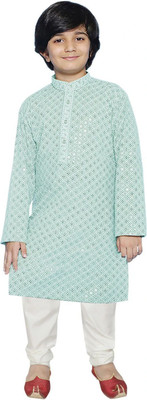 SG YUVRAJ Boys Festive & Party Kurta and Pyjama Set(Green Pack of 1)