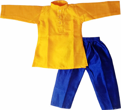 harshvardhanmart Boys Festive & Party Kurta and Pyjama Set(Yellow Pack of 1)