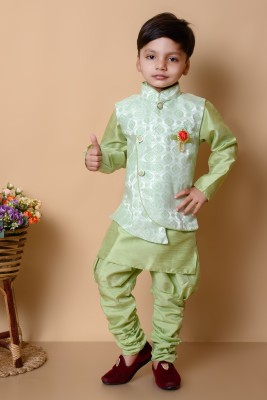 Amina dresses Baby Boys Festive & Party Sherwani and Churidar Set(Green Pack of 3)