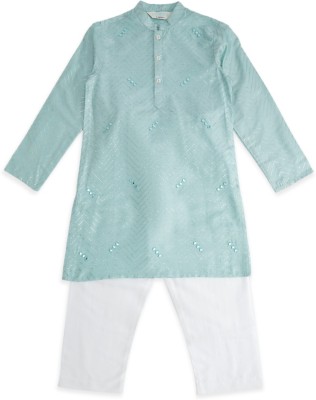 Indus Route by Pantaloons Boys Festive & Party Kurta and Pyjama Set(Light Blue Pack of 1)