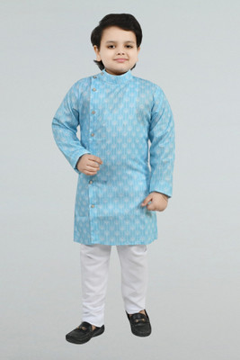BT DEZINES Boys Festive & Party Kurta and Pyjama Set(Light Blue Pack of 1)