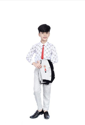 Fashionhub Boys Festive & Party Shirt, Waistcoat and Pant Set(Multicolor Pack of 1)