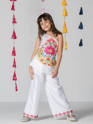 Spunkies Girls Festive & Party Kurta and Pyjama Set(Multicolor Pack of 2)
