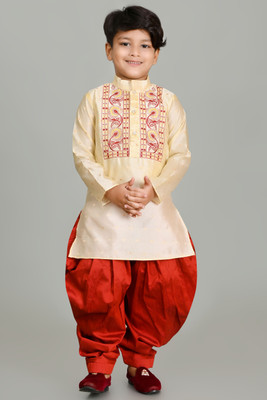 COSMOS ART ENTERPRISE Boys Casual, Festive & Party, Formal, Wedding Kurta and Patiala Set(Beige Pack of 1)