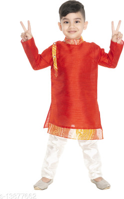 Smuktar garments Baby Boys Casual, Festive & Party, Wedding Kurta and Pyjama Set(Red Pack of 1)
