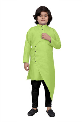 click n buy Boys Festive & Party Kurta and Pyjama Set(Light Green Pack of 1)