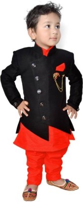 apna collection Baby Boys Festive & Party Kurta, Waistcoat and Pyjama Set(Red Pack of 1)