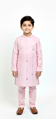 sahil collection Boys Festive & Party Kurta and Pyjama Set(Pink Pack of 1)