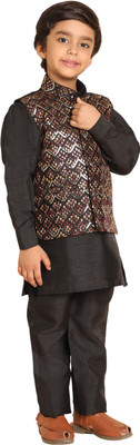 PRO ETHIC Boys Festive & Party Kurta and Trouser Set(Black Pack of 1)