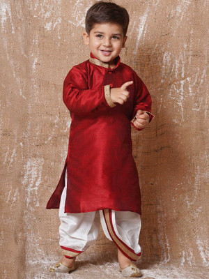 AJ Dezines Boys Festive & Party Kurta and Dhoti Pant Set(Maroon Pack of 1)