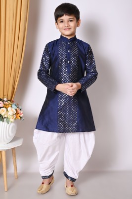 NFC CREATION Boys Festive & Party, Wedding Kurta and Patiala Set(Dark Blue Pack of 1)