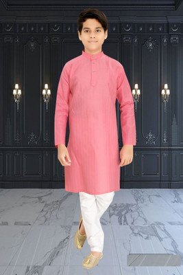 bitteR Boys Festive & Party, Wedding Kurta and Pyjama Set(Pink Pack of 1)