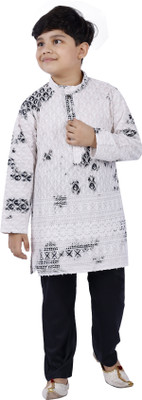 new gen Boys Wedding, Festive & Party Kurta and Pyjama Set(Black Pack of 1)
