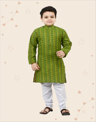 Kidotsav Boys Festive & Party Kurta and Pyjama Set(Green Pack of 1)